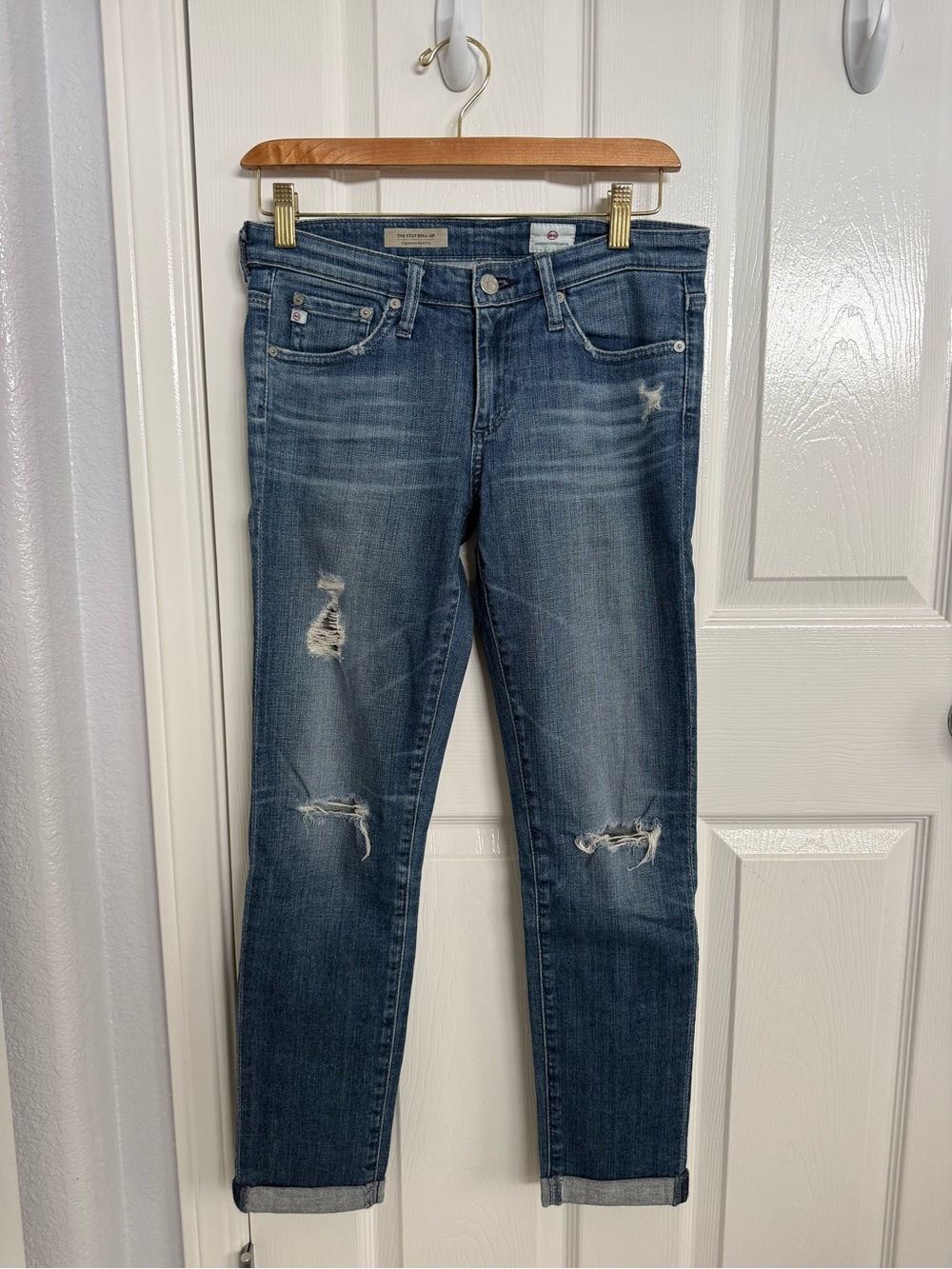 AG Adriano Goldschmied skinny cigarette roll jeans